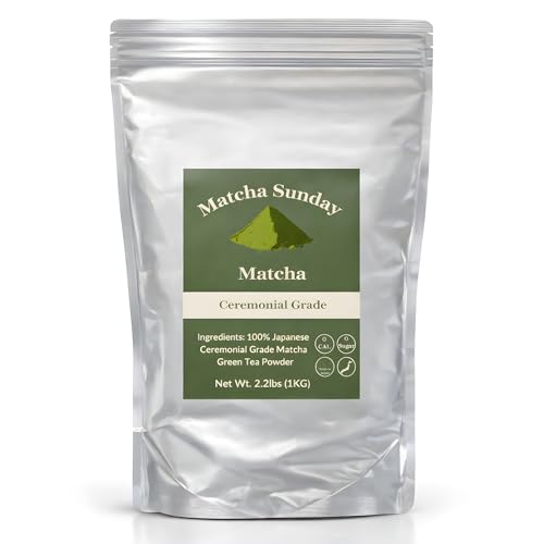 Matcha Sunday Premium Ceremonial Grade Matcha - Kyoto, Japan - Finely Ground Powder - Vibrant Green (2.2 Lb/ 1Kg), Ceremonial Grade