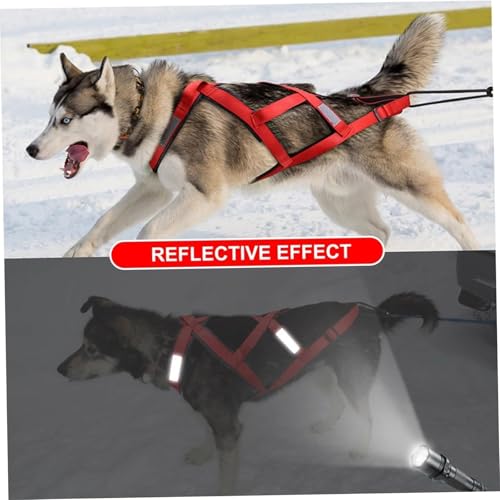 Zuggeschirr für Hunde | Ultra-Robust & Reflektierend | Aktivgurt für Schlittenhunde, Sport & Training | Komfortabel & Ausgezeichnet(Rot,L)