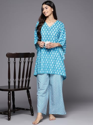 Image of Libas Womens Printed Cotton Night Suit Set for Women | Sleep wear
