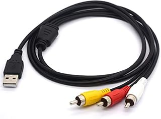 USB to 3RCA Cable, USB Male to 3 RCA Male Splitter Lead Camcorder Audio Video AV Composite Adapter Extension Code for Mac PC TV M/M Converter 1.5M