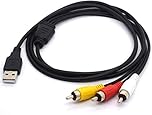 USB to 3RCA Cable, USB Male to 3 RCA Male Splitter Lead Camcorder Audio Video AV Composite Adapter Extension Code for Mac PC TV M/M Converter 1.5M