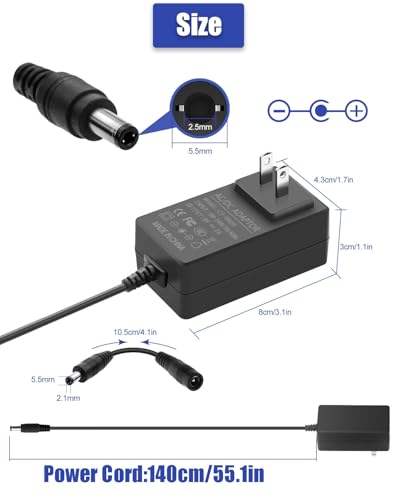 9V 2A Power Adapter DC 9V Power Cord Universal Power Supply AC 100-240V to DC 9 Volt 2 Amp 2000mA 1500mA 1000mA Adapter with 5.5x2.5mm&More 10 Tips for Speaker Cooling Fan Security Cameras2