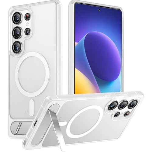MagSafe�Ή� Galaxy S24 Plus �p �P�[�X �}�b�g���� �N���A ���΂݂Ȃ� �c�����Ή� �S�ʕی� galaxy S24 Plus �p PC�n�[�h�P�[�X �y�� ���ϋv�� �w��h�~ �ϏՌ�(�z���C�g)