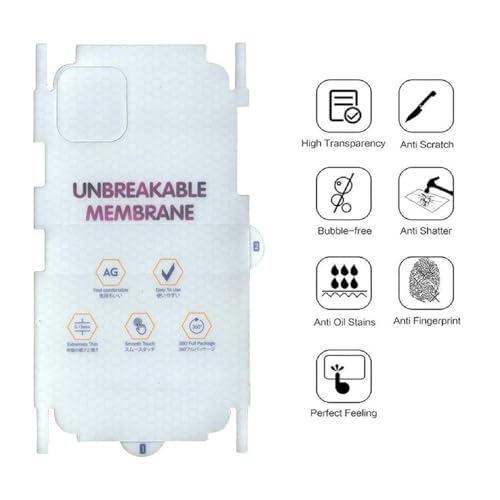 Image of DD SON Matte Finish Full Body Cover Back Protector Compatible with iPhone 11 Pro | Unbreakable Membrane Scratch Guard Full Fit Protective, Case Friendly, (Back & Side) (Pack of 1)