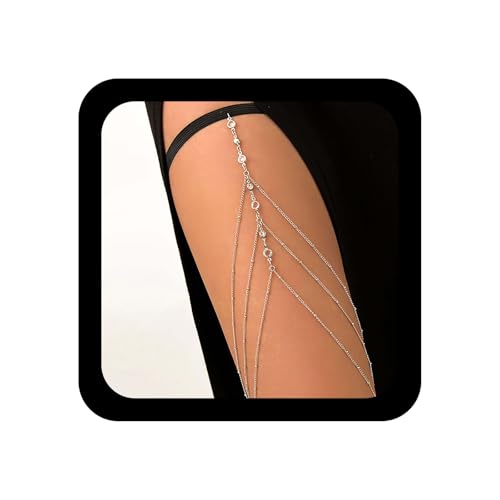 Inilbran Boho Strass Oberschenkel Kette - Silber: Sexy Bein Kette,...