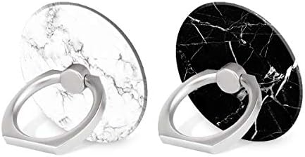 BYBART Phone Ring Stand [2 Pack] Universal Phone Finger Ring Grip Holder Compatible with iPhone Xs Max XR X 8 7 6 6s Plus, Samsung Galaxy S9 S8 Plus S7 S6 & Other Smartphones - White Black Marble