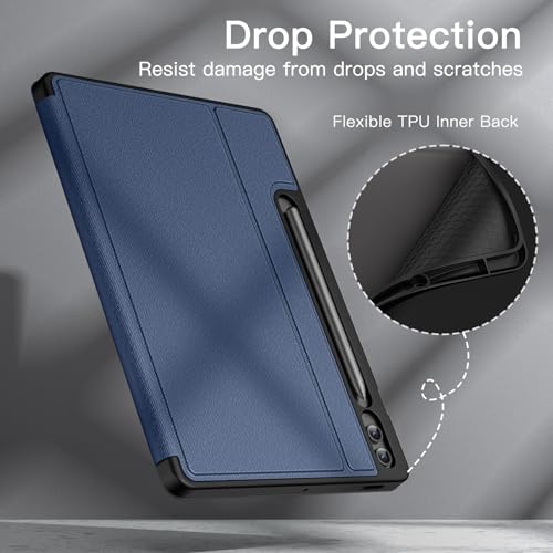 Image of JETech Cover Case for Samsung Galaxy Tab S9 FE+ / S9 FE Plus 12.4-Inch with S Pen Holder, Slim Folio Stand Protective Tablet Cover, Multi-Angle Viewing (Navy Blue)