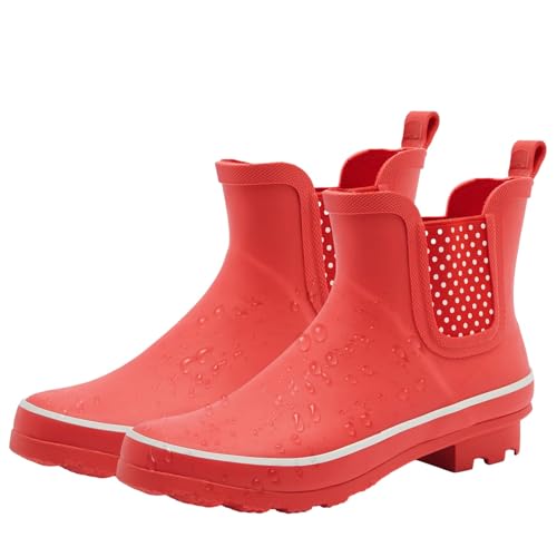 Image of SWIFTFROG Rain Boots for Women - Waterproof Ankle Garden Shoes Anti-Slipping Floral Printed Rainboots for Ladies Stylish Light Ankle Rain Shoes, Women's Rain Footwear