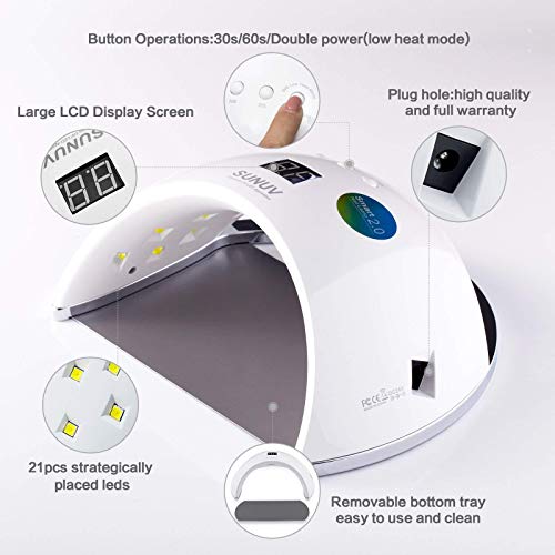 Sunuv Sun2C 48W Uv Led Nail Lamp With 4 Timer Setting + Sun6 Quick Dry Led Nail Lamp With 3 Timers & Lcd Display, Both For Drying Gel Nails Polish, Salon & Home Use #TOP2