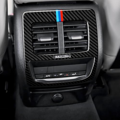 Image of Car Decal Rear Row AC Cover Trim Carbon Fiber Sticker fits for BMW X3 G01 2018 2019 2020 2021 2022 2023 2024 Accessories