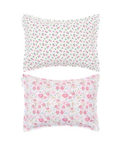 Image of ALVABABY Toddler Pillowcases 2 Pack Organic Cotton Fit 13 inchx 18 inch or 14 inchx19 inch Kids Pillow Cover Envelope for Girl Boy Travel Floral 2L-TPW38A