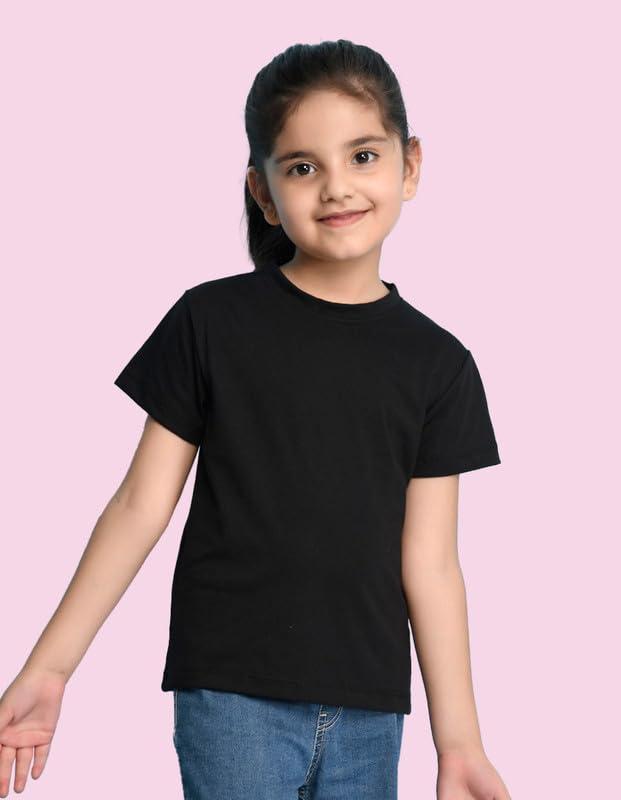 Image of Nusyl Girls Solid Cotton Blend Tshirts - Soft & Comfortable Half-Sleeves T-Shirts | Casual Wear for Kids & Teen Girls | Half Sleeves T-Shirts |- NUGCTSH001-PO2-1