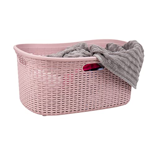 Mind Reader Basket Collection, Laundry Basket, 40 Liter (10Kg/22Lbs) Capacity, Cut Out Handles, Ventilated, Pink #TOP18