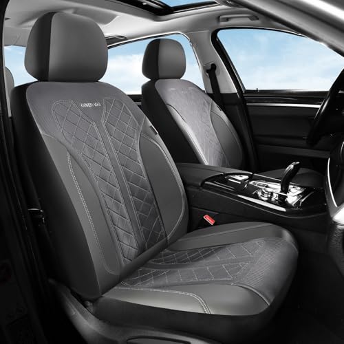 Image of Coverado Car Seat Covers 2-Pack, Luxury Front Seat Covers, Automotive Car Seat Protectors, Gray Driver Seat Covers Universal Fit for SUVs, Trucks, Sedans