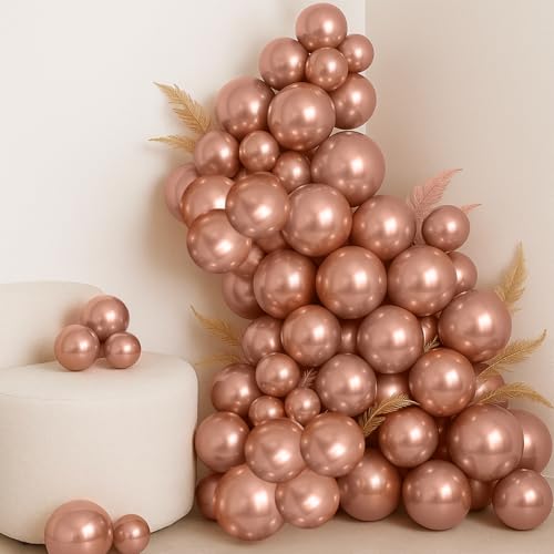 Image of Party Propz Rose Gold Balloons For Decoration - Set Of 25 Pcs Rose Gold Balloons For Birthday | Balloons For Decoration | Bachelorette Party Decorations (Latex)