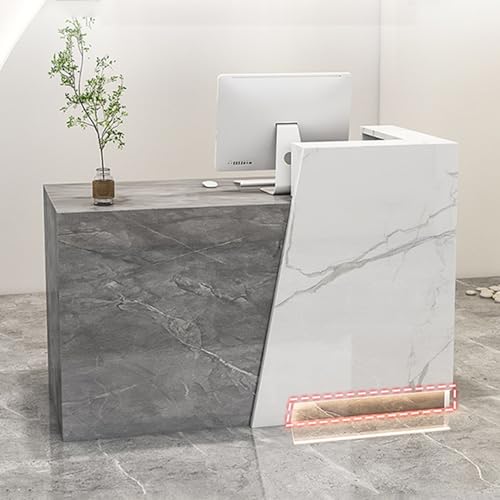 Mostrador de recepción con cerradura y escritorio de caja registradora que ahorra espacio para oficinas y minoristas, mesa de pie (altura izquierda 8 140 x 59 x 101 cm)
