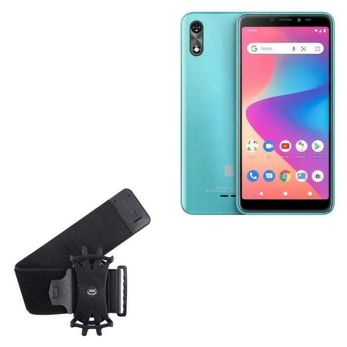 BoxWave Holster Compatible with BLU Studio X10+ - ActiveStretch Sport Armband, Adjustable Armband for Workout and Running - Jet Black