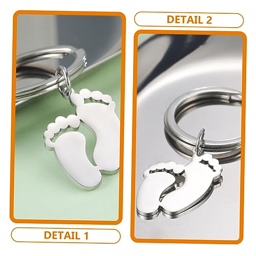 HOUDERCO Fußabdruck-schlüsselanhänger Ornament 4 Stück Edelstahl-schlüsselanhänger Für Frauen Baby-fußabdruck-
