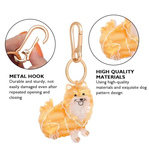 Dog-Shaped Bag Clasp & Keychain Charm- Acetate Animal Clip with Gold-Tone Metal