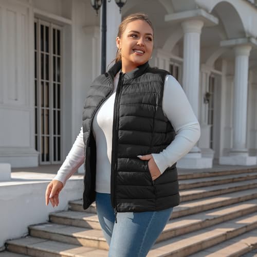 Plus Size Puffer Vest Women 1X-7X Water-Resistant Puffy Winter Vest Packable Lightweight Puffer Vest2