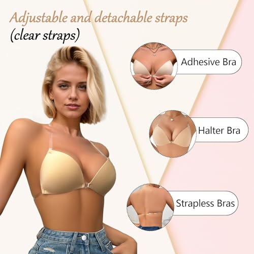 Image of Sticky Bra Push Up for Women, Strapless Invisible Adhesive Bra with Strap for Backless Dress