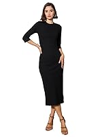 barcino Black Rib Mock Round Neck Midi Dress