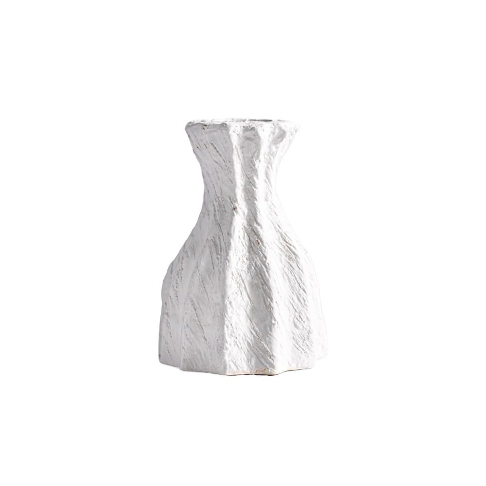 Vase, Vase Irregular White Vintage Rough Ceramic Pure Flower Arrangement Desktop
