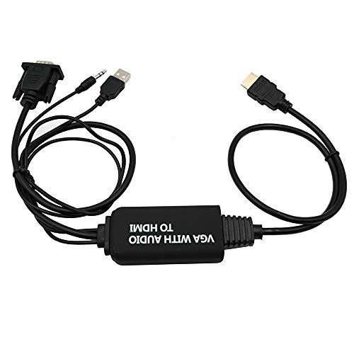 VGA to HDMI Adapter Cable with Audio for Connecting Old PC, Laptop with a VGA Output (Male to Male)