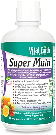Vital Earth Minerals Super Multi - Liquid Multivitamins for Women, Men, and Kids, Liquid Vitamins & Minerals with Fulvic Acid for Max Absorption, MTHFR Support, 32 Oz