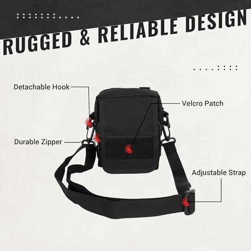 Image of CARRY TRIP Tactical Outdoor Waist Bag - Multifunctional Molle Pouch, Waterproof, Durable Travel, Hiking, Camping, Trekking & Daily Use Bag with D-Ring & Velcro Patch - Black