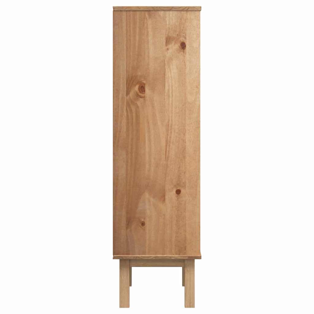 Szafka na buty OTTA z 3 szufladami z litego drewna sosnowego, brązowo-szara, 55 x 35 x 120 cm, nie zajmuje dużo miejsca, z systemem porządkowania do korytarza, przedpokoju, regał na buty z
