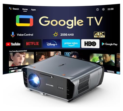 4K Smart Beamer mit Google TV – 2550 ANSI Lumen Tageslicht-Projektor, 70W Dolby Audio, ToF Autofokus, WiFi 6, HDMI ARC,MEMC,Ultra HD – Heimkino & Gaming Beamer für Outdoor