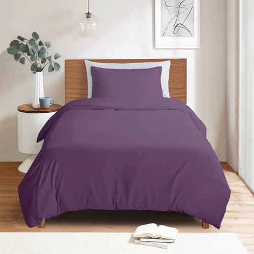 Image of Mejoroom Purple Twin Duvet Cover - Soft and Breathable Twin Bedding Sets with Zipper Closure, 2Pieces, 1 Duvet Cover (68x90) and 1 Pillow case(20x26)