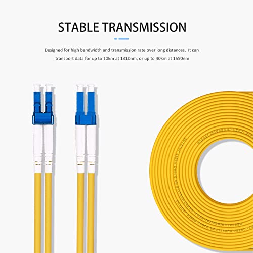 Câble Fibre Optique OS2 Monomode - 1 M - LC/ST - Duplex, 10 Gbit/s - Jaune - Pour Réseau Data, Télécom