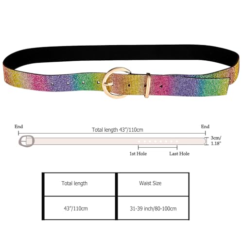 Image of Dubulle Womens Belt Chain Leather Belts Vintage Western Adjustable Elastic Double Buckle for Cowboy Pant Dress