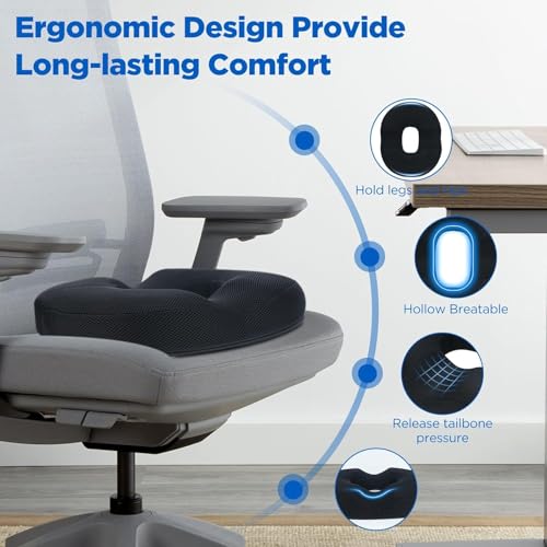 Coussin de siège donut en mousse à mémoire de forme ergonomique antidérapant