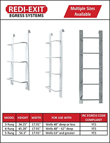 Redi-Exit Fire Escape Ladder – Ladders For Egress Basement Window Well Covers Outside, Small Ladder For Fire Emergency Home Safety, Ladder Hook For Egress Window Steel #TOP3
