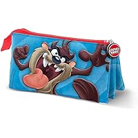 Looney Tunes Taz Tasmanian-Estuche Portatodo Triple, Azul, 23.5