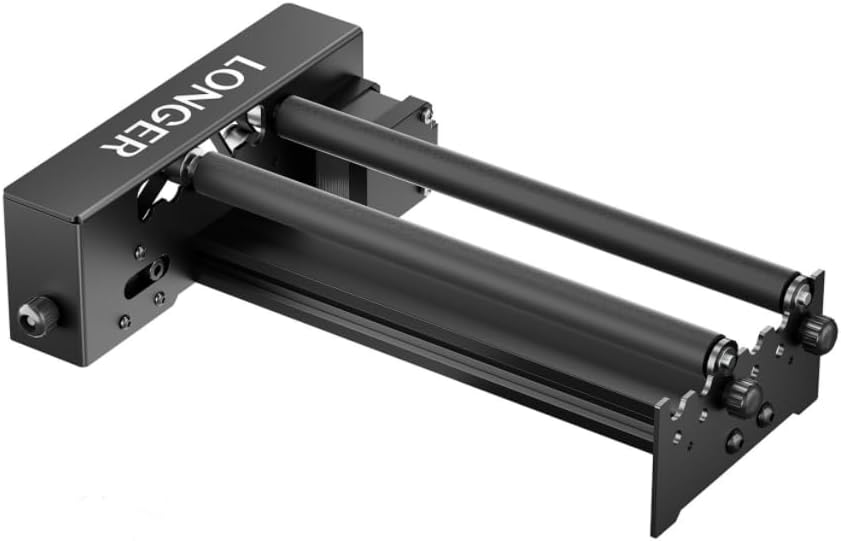 Longer Laser Rotary Roller for Cylindrical Engraving, 360° Y-Axis Auto-Rotation, Adjustable 6-200mm Diameter, Wine, Glass, Tumbler, Ring Engraver, Compatible with Most Laser Engraving Machines