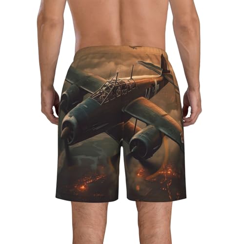 Men's Swim Trunks Quick Dry Beach Shorts Summer Bathing Suit World War Aircraft Swimwear Beachwear with Pockets3