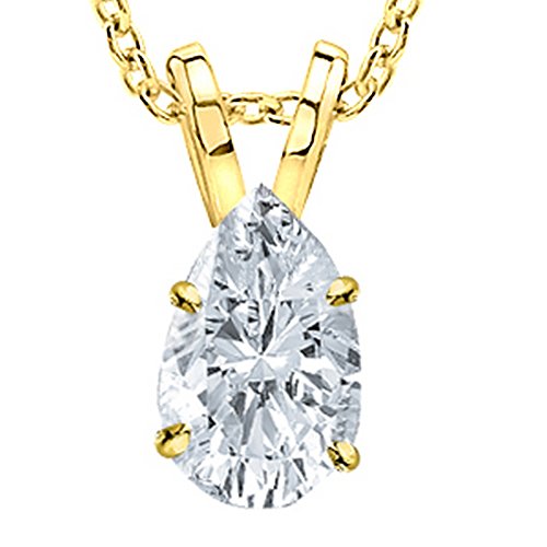 IGI Certified LAB-GROWN Pear Cut Diamond Pendant Necklace 4 Prong Ultra Premium Collection (D-E Color, VS1-VS2 Clarity) + 18