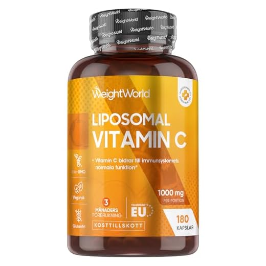 Liposomala Vitamin C Kapslar - 1000mg - 180 kapslar (Räcker i 3 Månader) Ren Vegan Liposomal Vitamin C, Stärker Immunförsvaret, Tabletter av Hög Styrka, Biotillgänglighet, Liposomal C Främjar Hälsan & Skyddar Kroppen