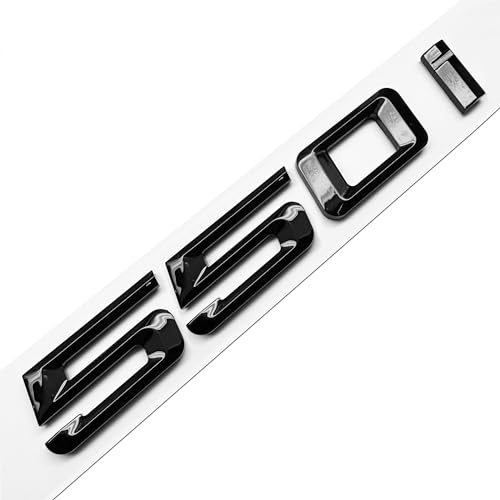Image of 550i Rear Gloss Black 3D Trunk Lid Car Badge Emblem Decal Number Letter for BMW 5 Series with Adhesive Backing