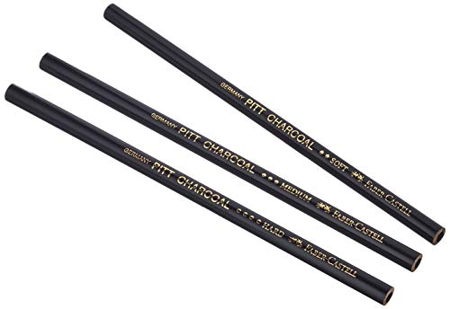 FABER-CASTELL 117498 - Kohlestift PITT fettfrei, 3er Packung