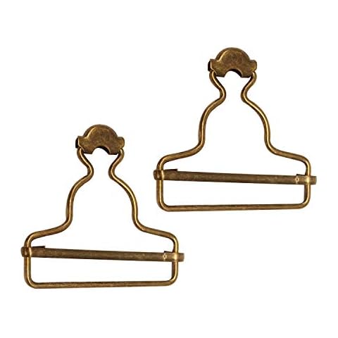 WedDecor Dungaree Fasteners - Bronze Metal Brace Buckles - Snap Clips For Sliders, Coats, Clothings Fastener, Suspender Brace Buckle, Hook - 53mm x 42mm, 2pcs Cover
