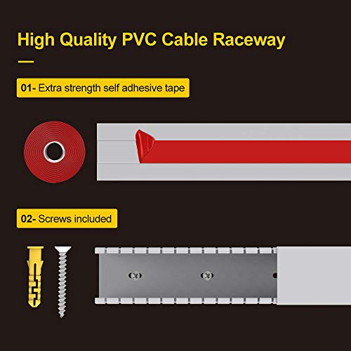 Open Slot Wiring Raceway Cable Duct, 123In Cable Management Channel Cord Track,Desk Wire Channel, Under Desk Cable Management To Hide Cables, Wires For Computers - 15.4In X1.18In X1.57In #TOP2