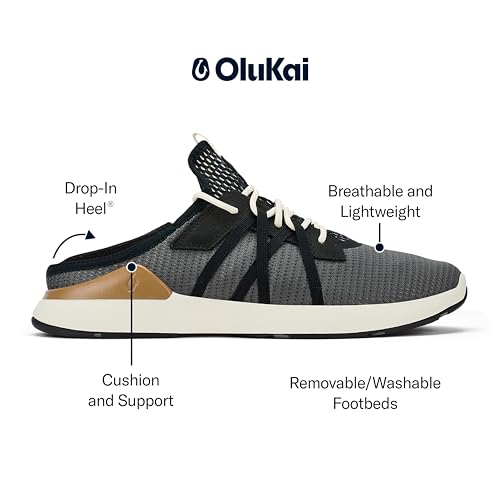 Image of OluKai Mio Li Men's Casual Sneakers, Hands-Free Drop-in Heel | Wear Slip-On or Laced, Breathable Knit Mesh, All-Day Cushioned Comfort, Athletic Walking Shoe, Runs Small So Size Up