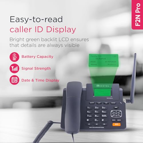 Beetel Fixed Landline Phone Wireless with Display, Dual Sim GSM Only, Two Way Speaker Phone with Adjustable Ringer & Call Volume, Call Recording, FM Radio, MP3 Audio Player, Alarm(Black)(F2N Pro) 3 41VwcbzNaXL