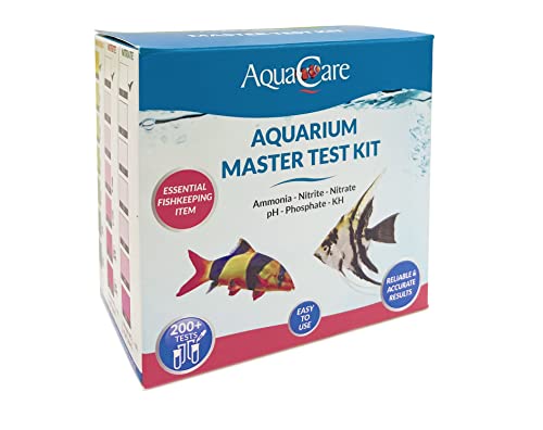 AquaCare 6 in 1 Aquarium Master Test Kit for Freshwater Aquariums includes tests for Ammonia, Nitrite, Nitrate, pH, Phosphate and KH