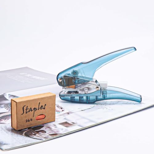 Image of NatSumeBasics Blue Plier Effortless Stapler & 1000 Rose Gold Staples 25 Sheets Capacity Heavy Duty Manual Staplers for Office Supplies